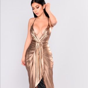Fashion Nova Dress “Pull Me Closer” - Bronze XS